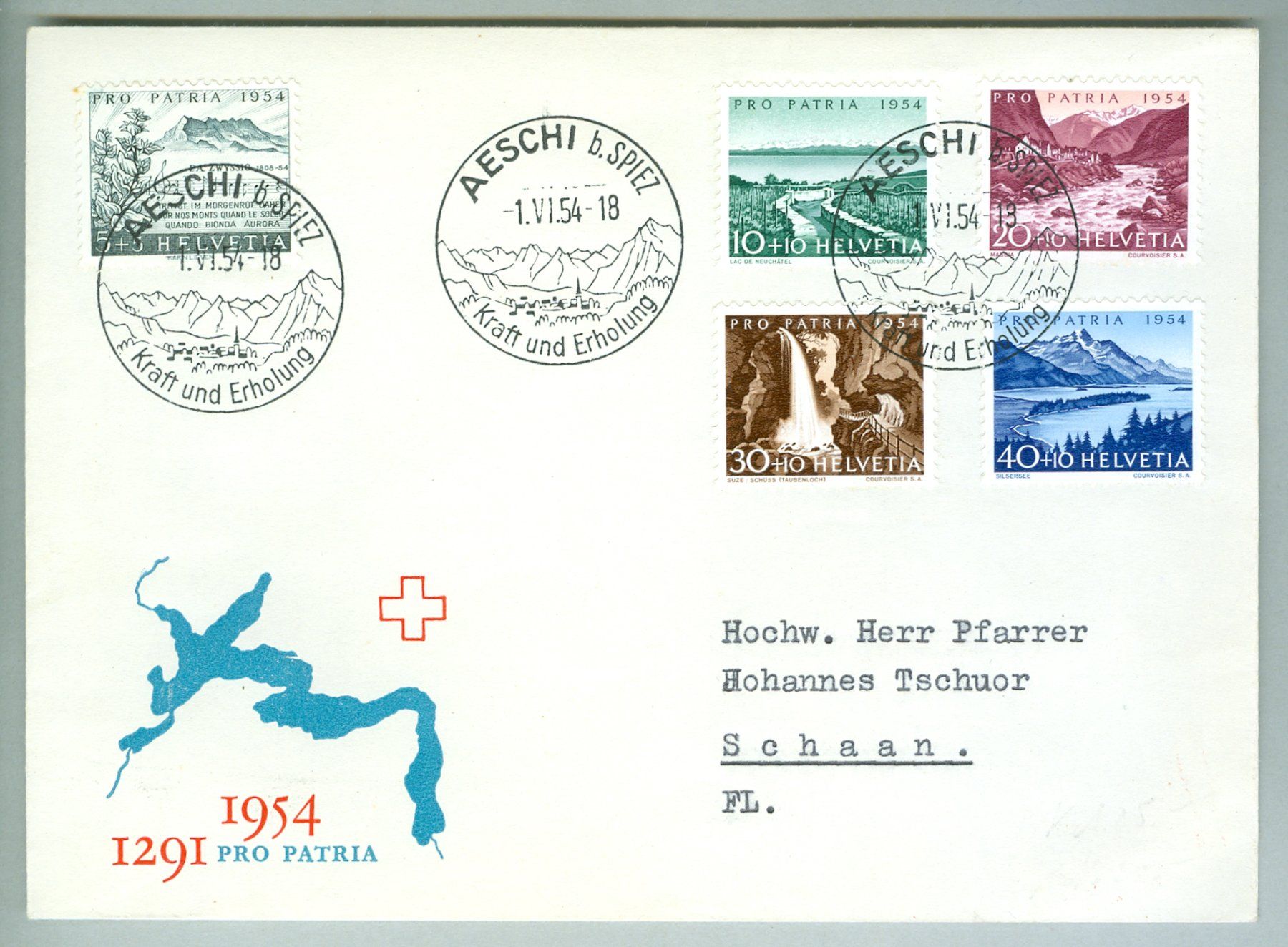 Tutti i francobolli: 1954 Schweiz Pro Patria FDC – Usato da Zürich venduto da yago-rot