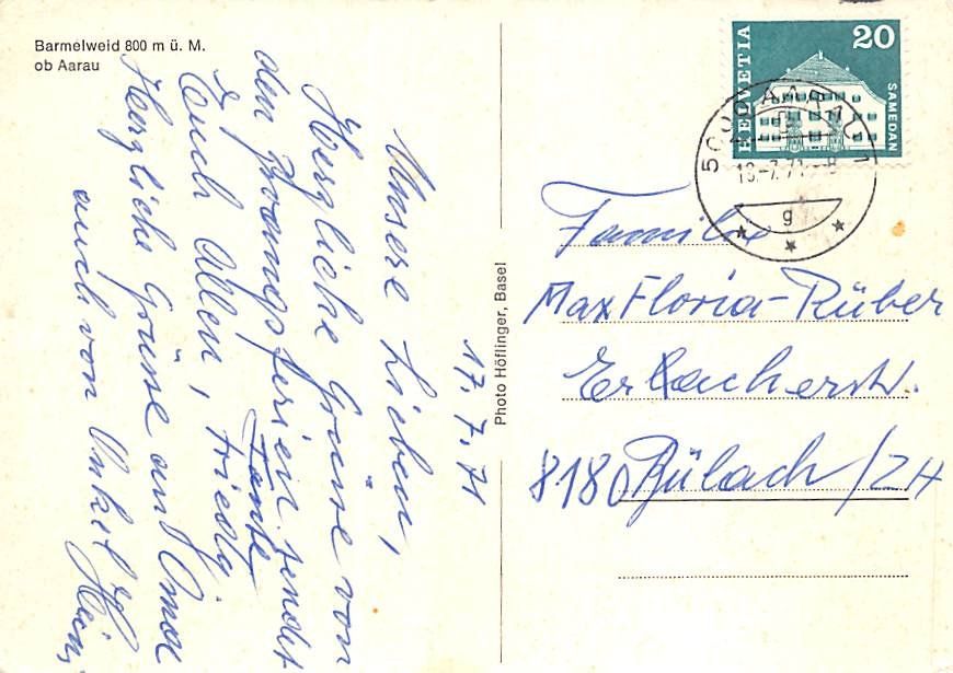 Cartoline postali: AG - Barmelweid ob Aarau – Usato da Ottikon b.Kemptth. venduto da Neptun1974 1