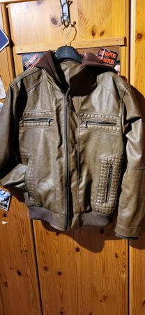 Herren Jacke neu Kunstleder gr. M m.abnehmbarer Stoffkaputze