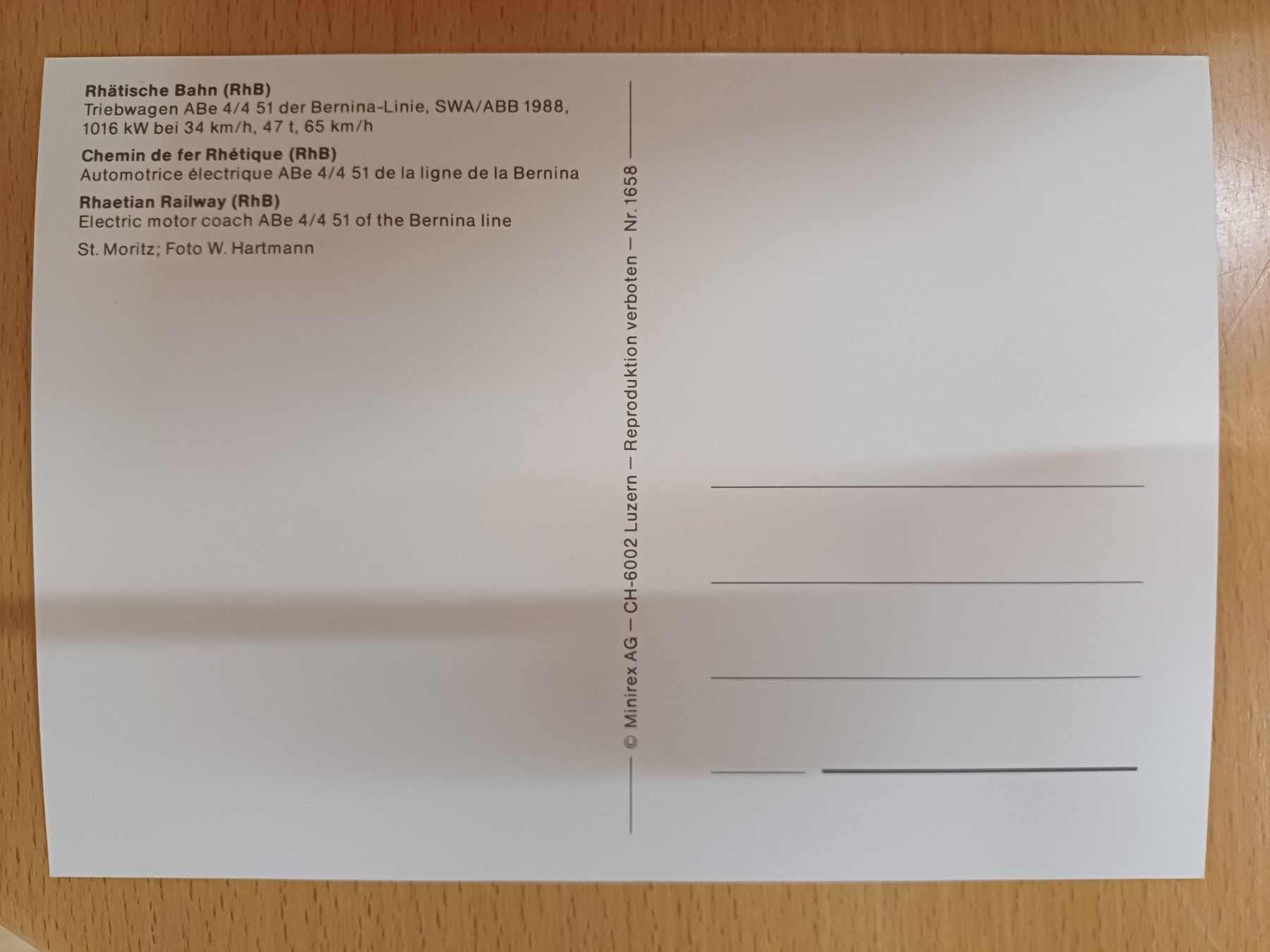 Cartoline postali: Postkarte RhB ABe 4/4 51 Berninabahn – Nuovo (secondo la descrizione) da Matten venduto da MEFEZ 1
