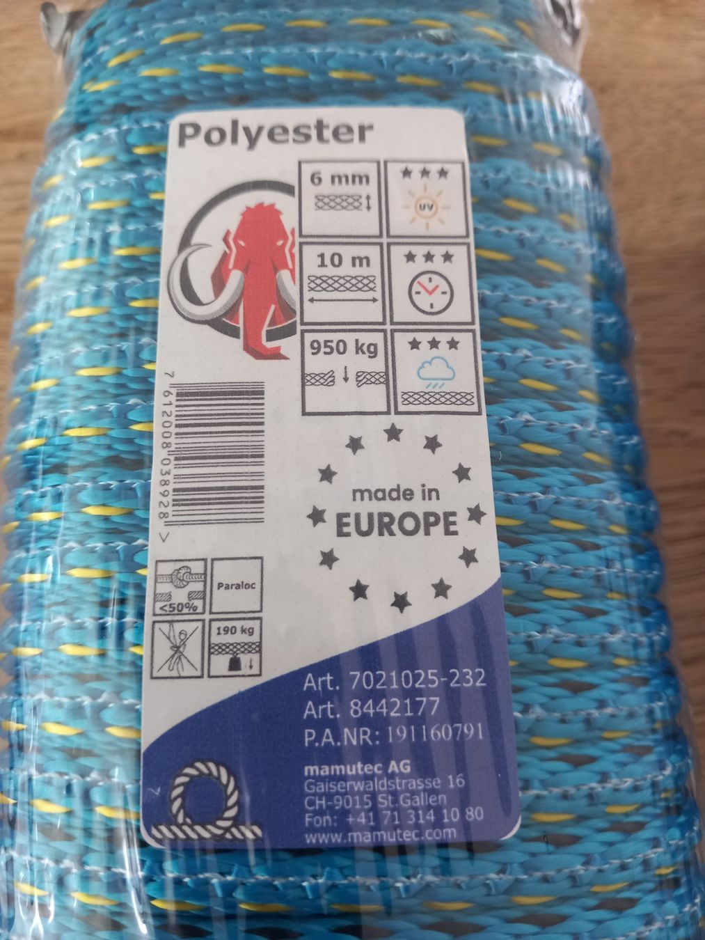 Mamutec Cordes: 2 Stk.Mamutec  Polyesterseil 6mm 10m lang – Neuf avec emballage d'origine à Thun par Beas-Allerlei 1