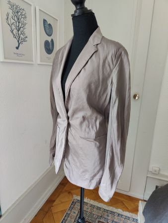 Brunello Cucinelli taupe silk jacket blazer 42