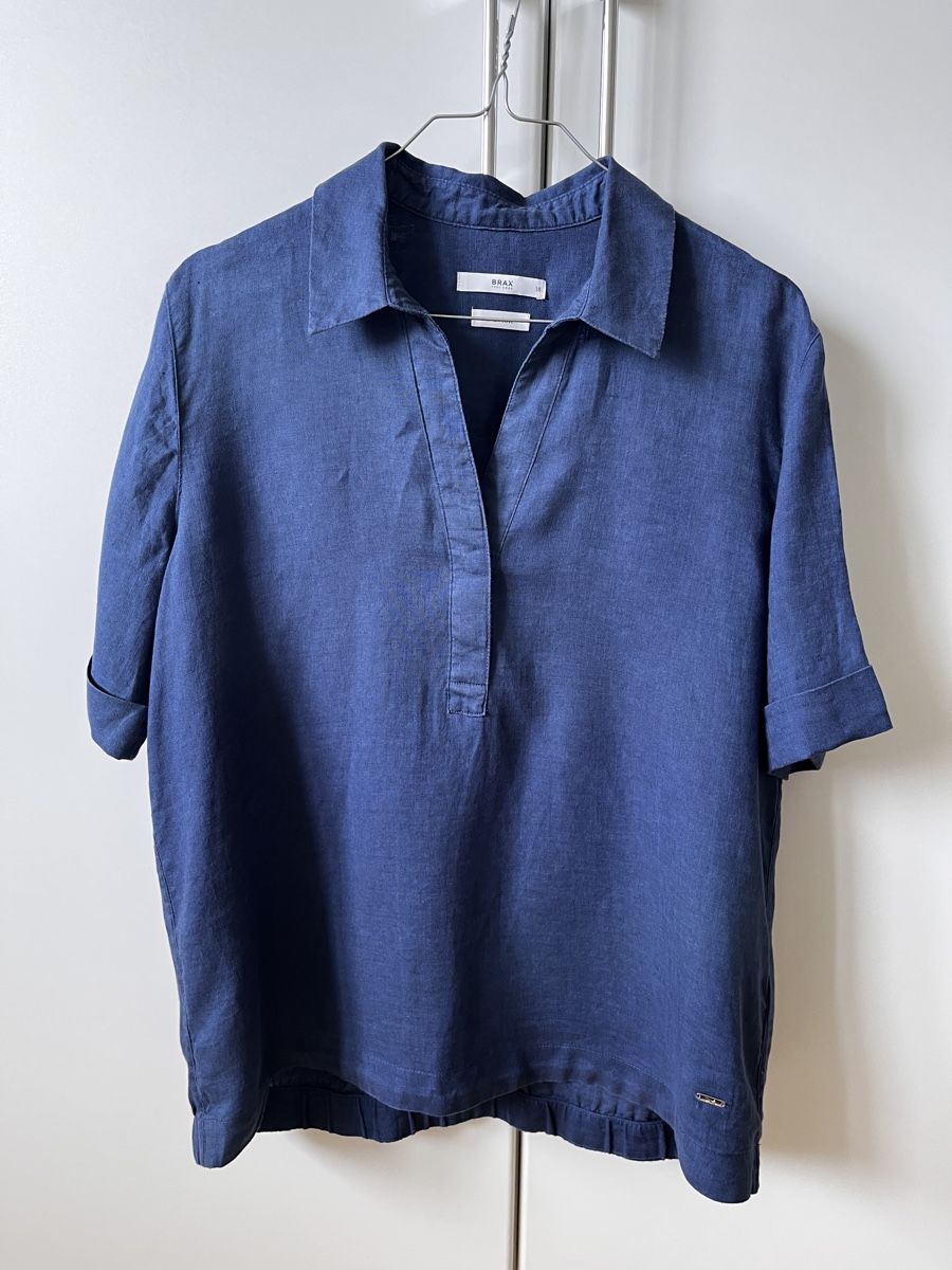 Brax Camicette: Brax Leinen Sommerbluse, Gr. 38, Dunkelblau – Usato da Zürich venduto da Kleanthy