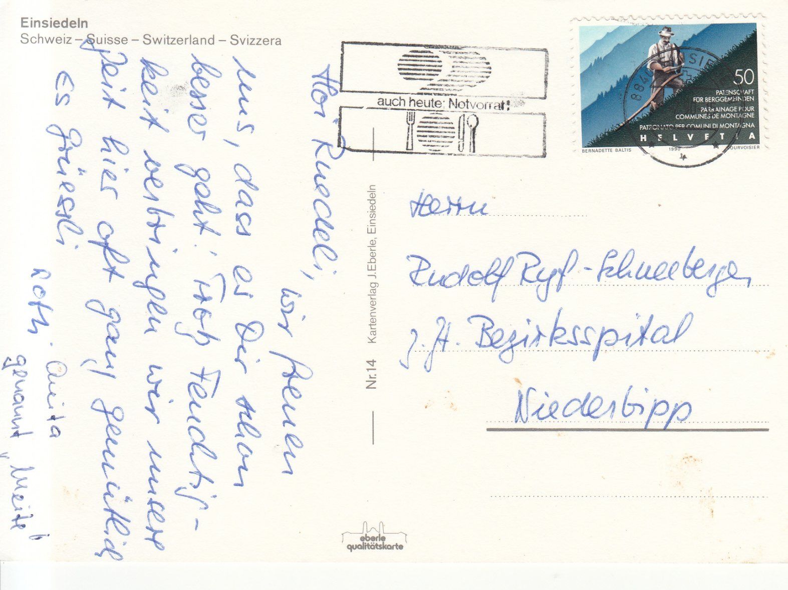 Cartoline postali: Einsiedeln 1990 – Usato da Bürglen TG venduto da StampGraf 1