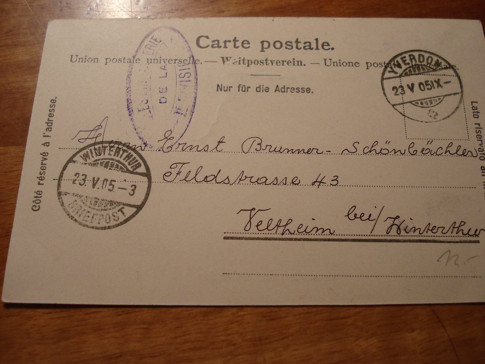 Cartes postales: Kaserne Yverdon, 1905l, Feldpoststempel, – D'occasion à Niederwil AG par morostahu 1