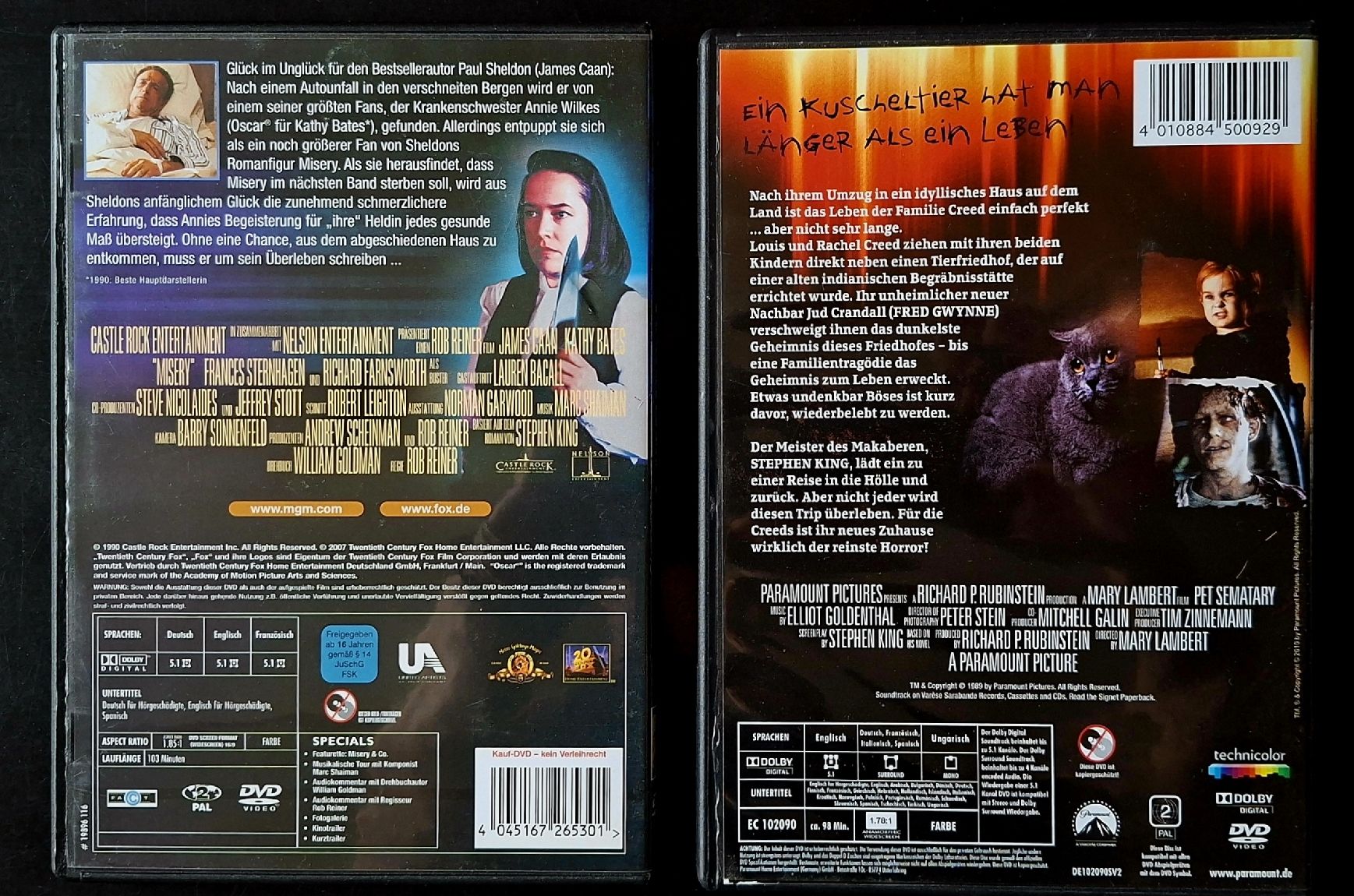 Tutti i DVDs: STEPHEN KING's Misery & Friedhof der Kuscheltiere  – Usato da Liestal venduto da Abimos 1