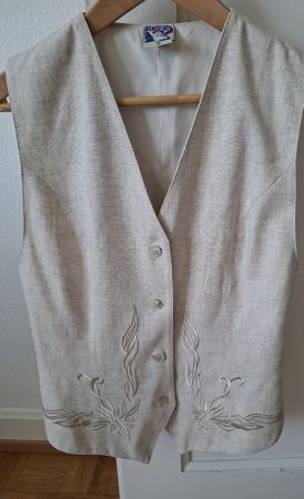 Gilet Yessica Vintage Taille 36 Beige Brodé Été Chic!