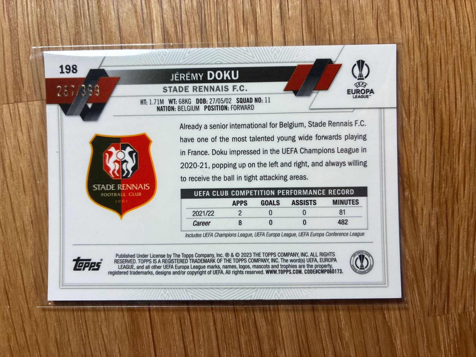 Topps Carte collezionabili: Topps Chrome Jeremy Doku /399 – Usato da Wangenried venduto da Garagara 1