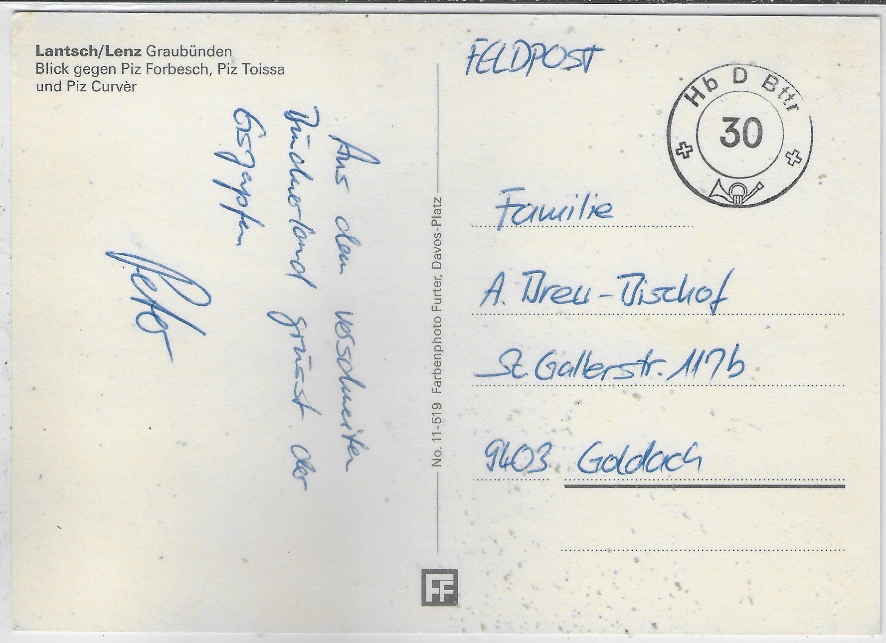 Cartoline postali: Lantsch/Lenz - Generalansicht – Usato da Ettingen venduto da Kartenplanet 1