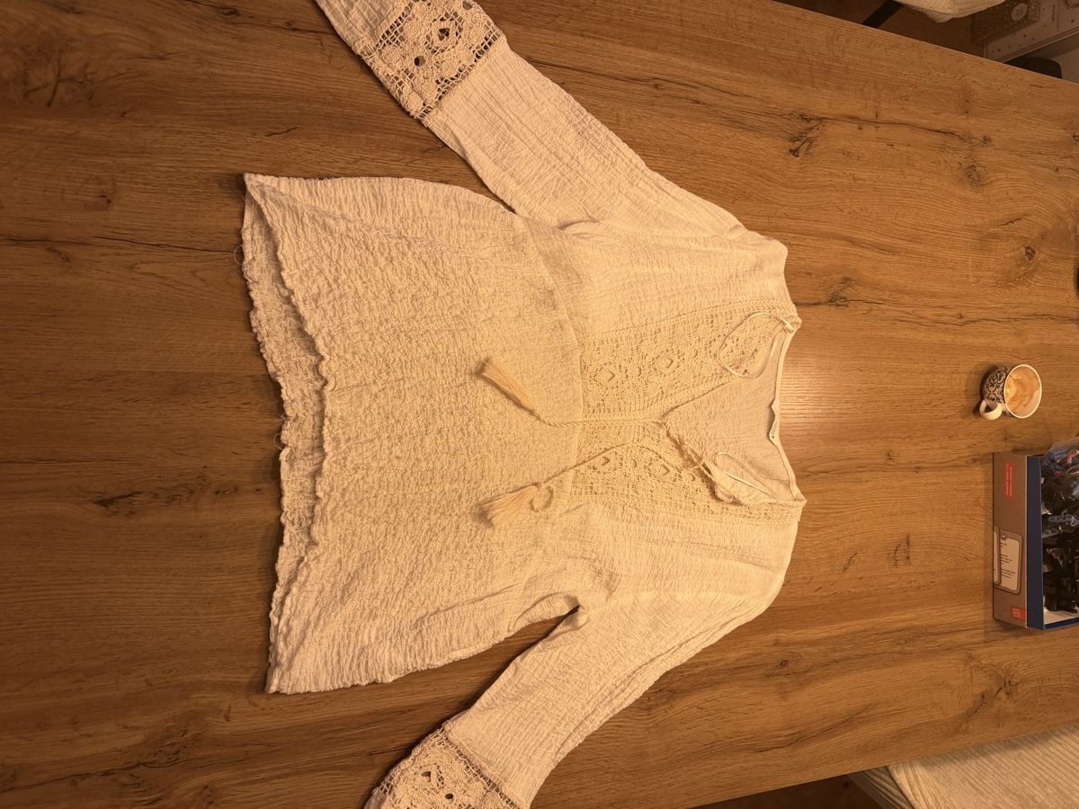 Camicette: Zara Boho Bluse, Gr. S, Off-White, Sommer-Look! – Usato da Hohenrain venduto da Flysohighmybutterfly