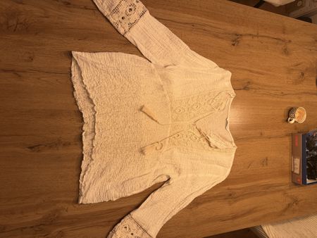 Zara Boho Bluse, Gr. S, Off-White, Sommer-Look!