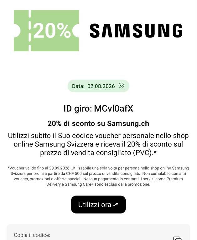 Bons: Vendita buono 20% per SAMSUNG – D'occasion à Losone par Dome_007