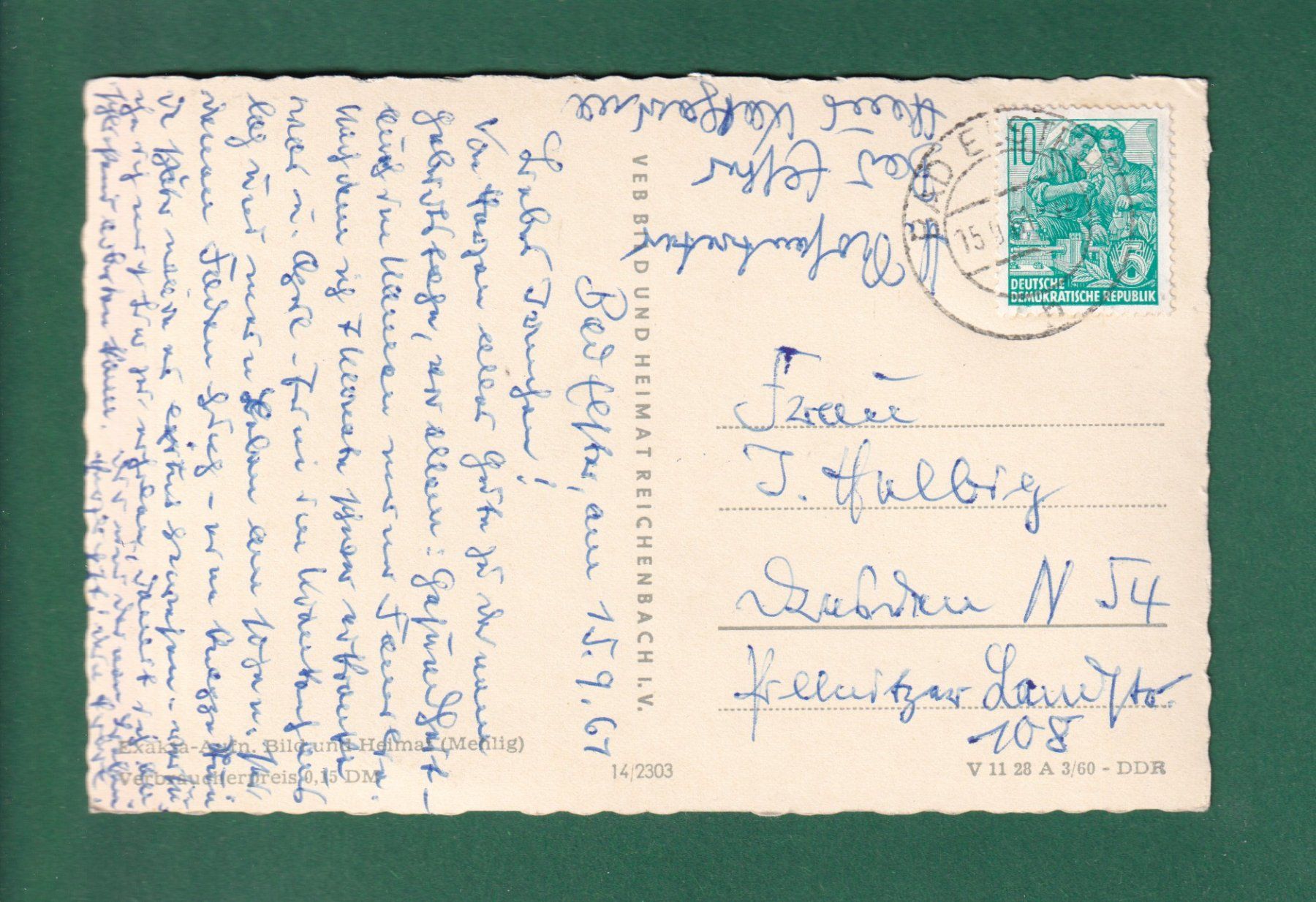 Cartoline postali: BAD ELSTER - 5 Bilder - 1961 – Usato da Pully venduto da nicecards-shop 1