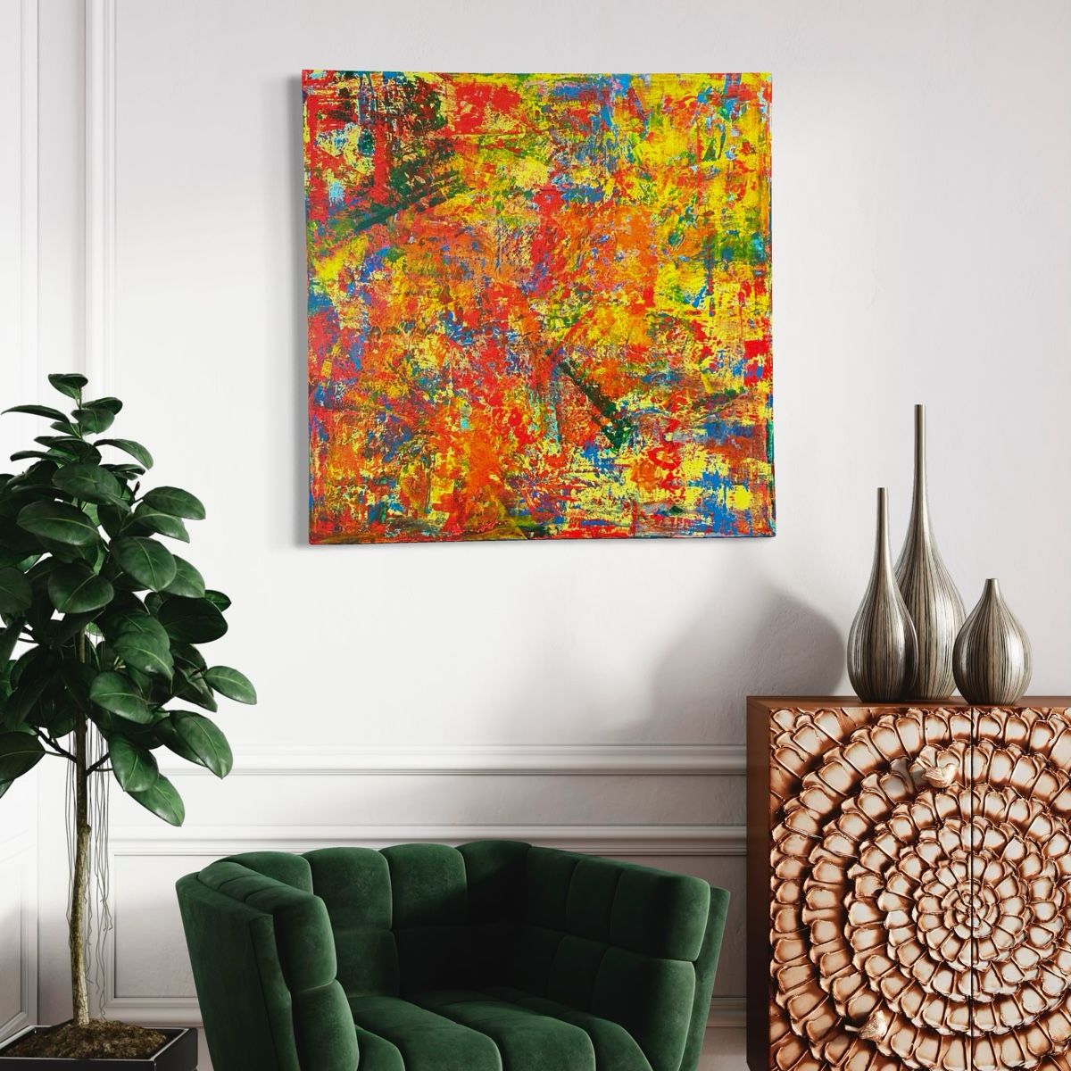 Dipinti: Buntes abstraktes Gemälde, Original 100x100 cm – Nuovo e nell'imballaggio originale da Berikon venduto da home-artsch 9
