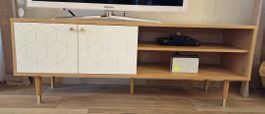 TV Möbel, MDF Eiche furniert/Eiche massiv