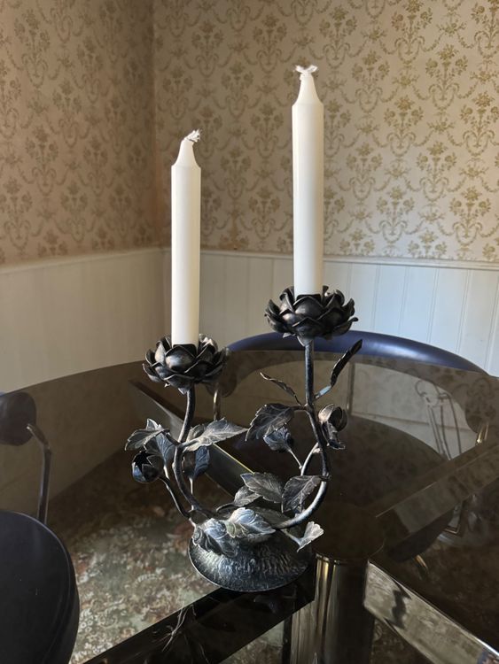 Bougeoir En Fer Forgé Noir, Forme Pomme - Déco Rustique Et Unique
