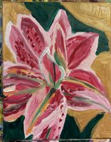Gemälde Lilie Acryl auf Leinwand Kunst Unikat 30x40cm neu