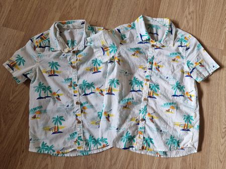 2 Hemden / 2x Hemd Hawaii kurzarm 116 & 122