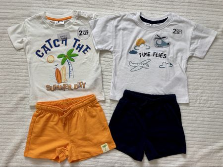 2 Sommer-Sets Gr. 80 – NEU, T-Shirt & Shorts
