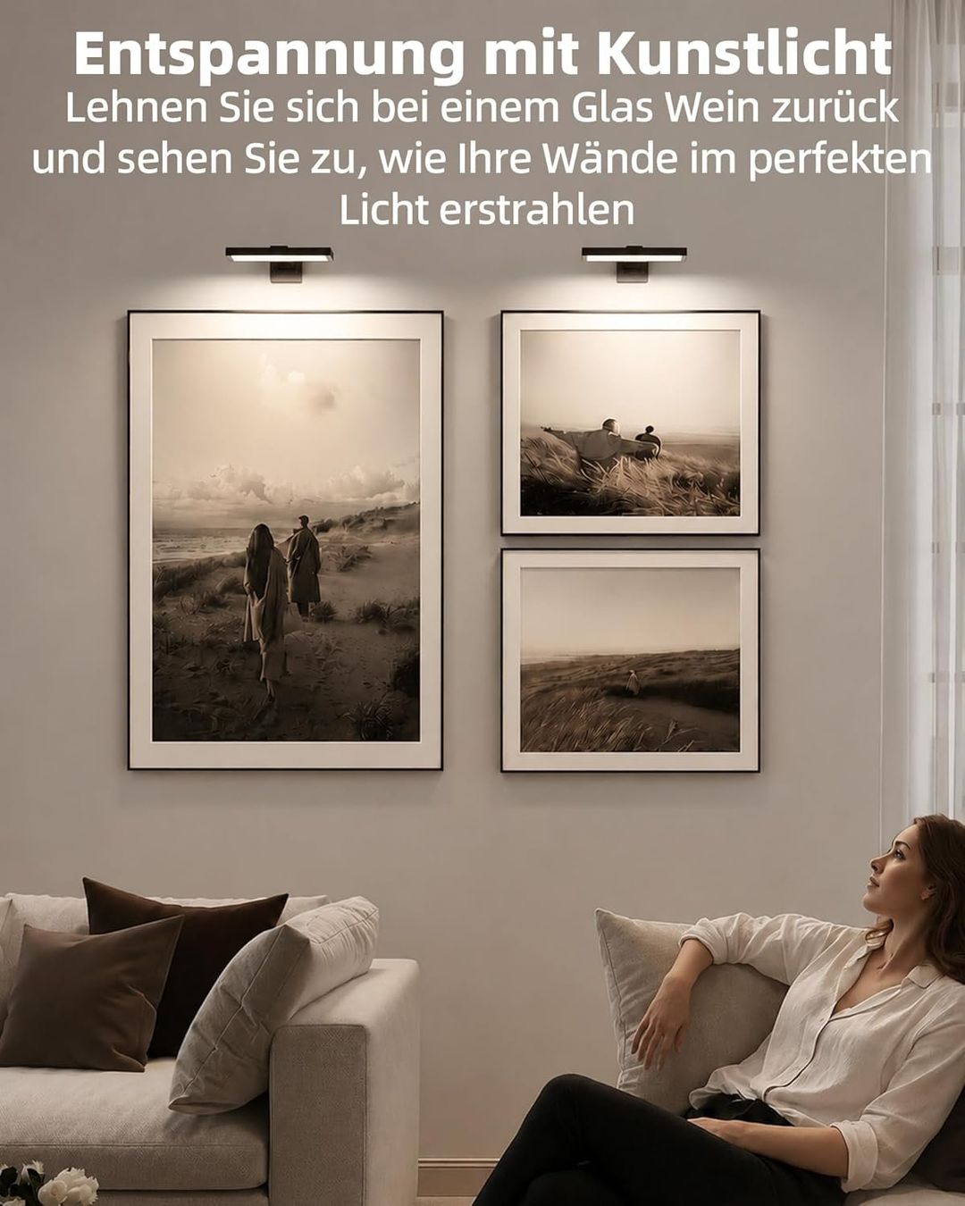 Lampade: Bildbeleuchtung LED Akku Wandleuchte 2er Set Schwarz – Nuovo e nell'imballaggio originale da Neuhausen venduto da apo_zn9s 5