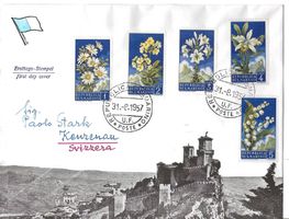San Marino, FDC 1957, Blumen