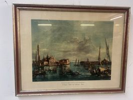 Lithographie von Venedig mit Holzrahmen