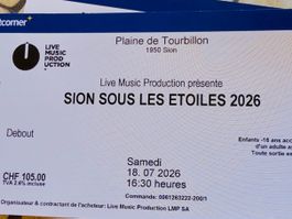 2 Billets Sion sous les Étoiles - Samedi 18,07
