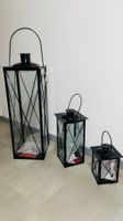 3er Set Windlichter/Laternen schwarz, neuwertig!
