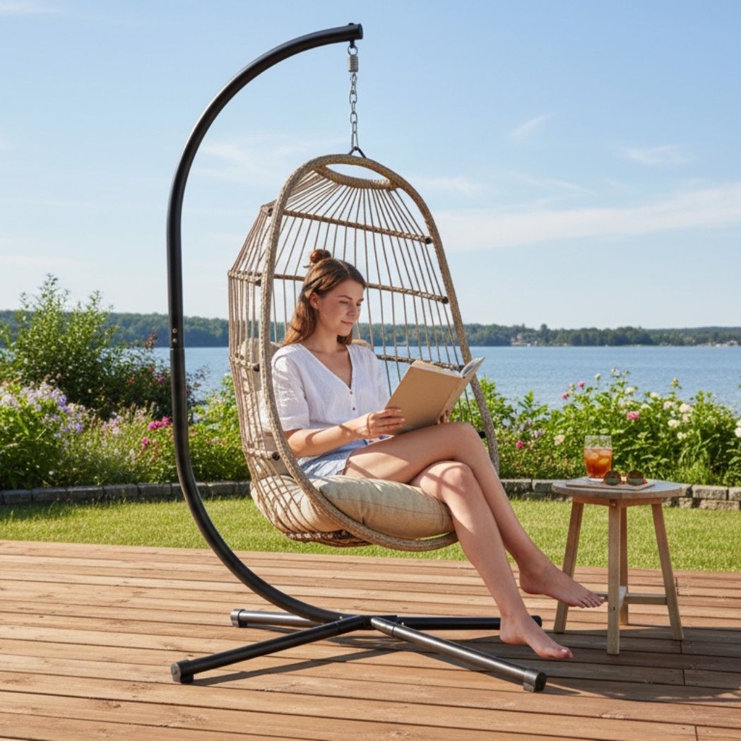 Poltrone pensili da giardino: Hängesessel Jamie Ivory Sand – Nuovo e nell'imballaggio originale da Ermatingen venduto da MyHappyHome