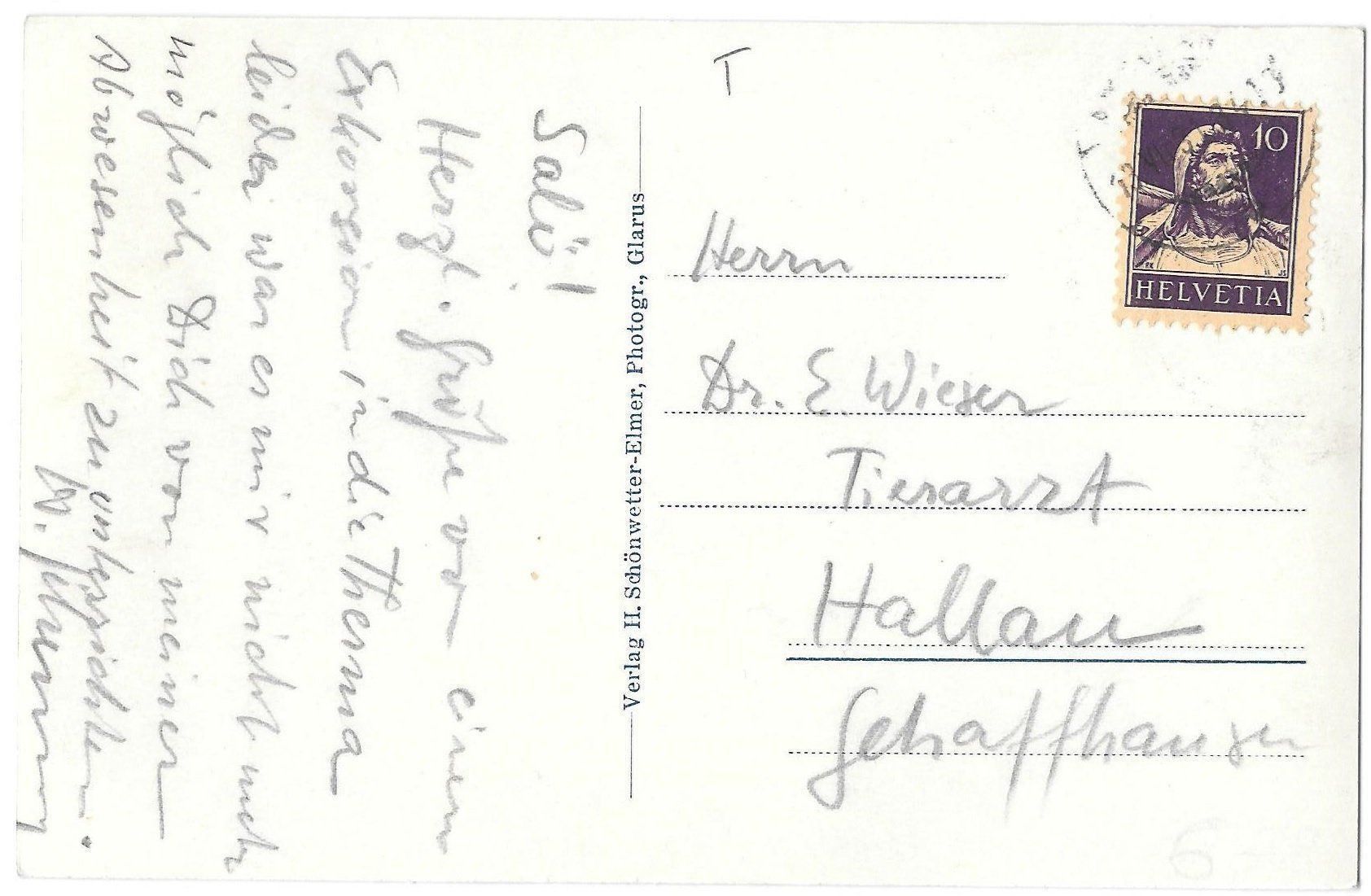 Cartoline postali: Schwanden Gesamtansicht – Usato da Olten venduto da clotaldi 1