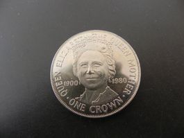 Isle of Man 1 Crown 1980 - Queen Elizabeth The Queen Mother
