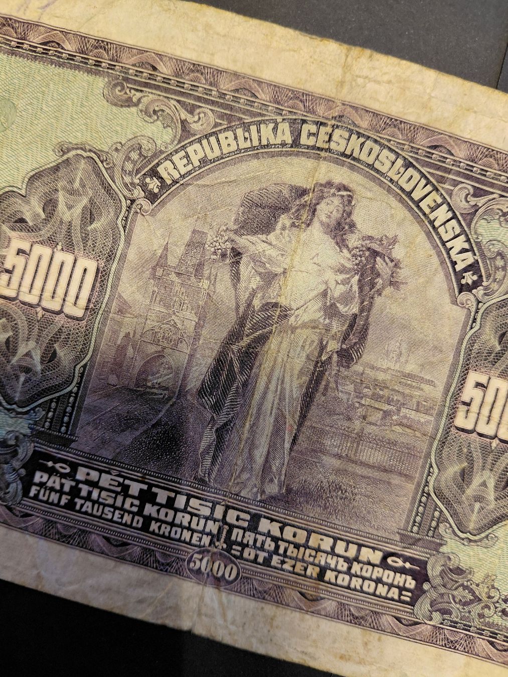 Banconote: Czechoslovakia 5.000 Korun 1920 no Specimen – Usato da Bern venduto da scottie3014 3