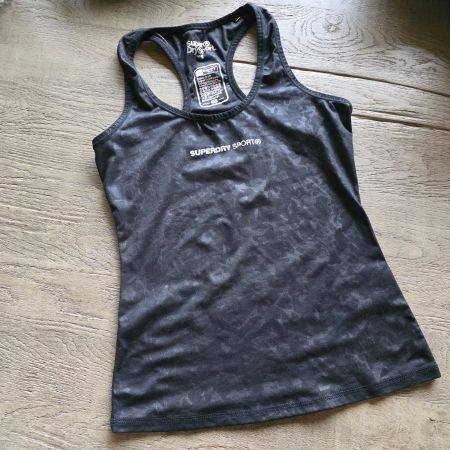 🐸 SUPERDRY CAMOUFLAGE TOP SPORTTOP FITNESSTOP XS SCHWARZ