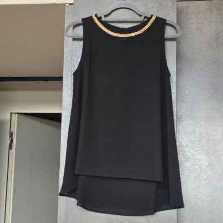 🐸 ELEGANTES FESTLICHES PARTY TOP BLUSE 34 MIT GOLDDEKO
