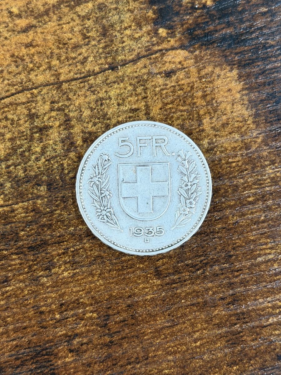 Suisse. Pièce de 5 francs en argent 1907B. TTB+, Vente aux enchères