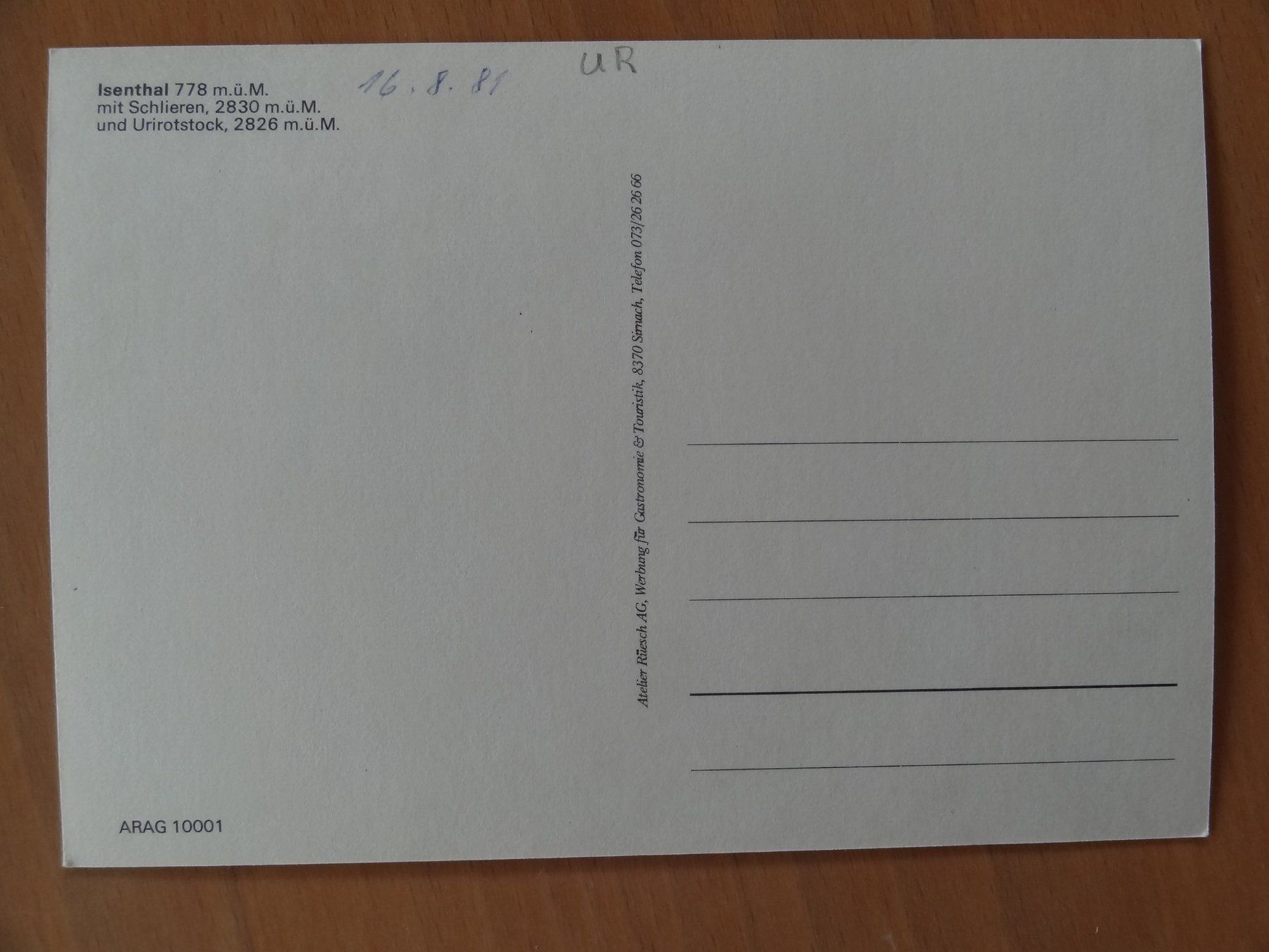 Cartoline postali: Isenthal - Uri - vintage, été 1981 ! – Usato da St Léonard venduto da Riglin 1