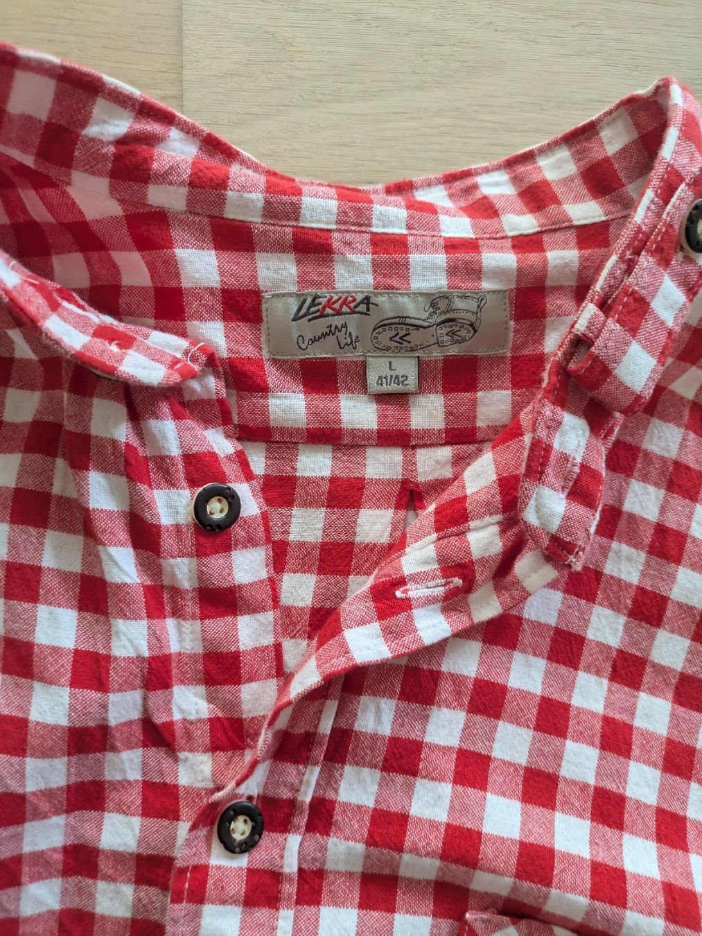 Camicie: Trachtenhemd Lekra rot/weiss Grösse L oder 41/42 – Usato da Zürich venduto da s--h 1