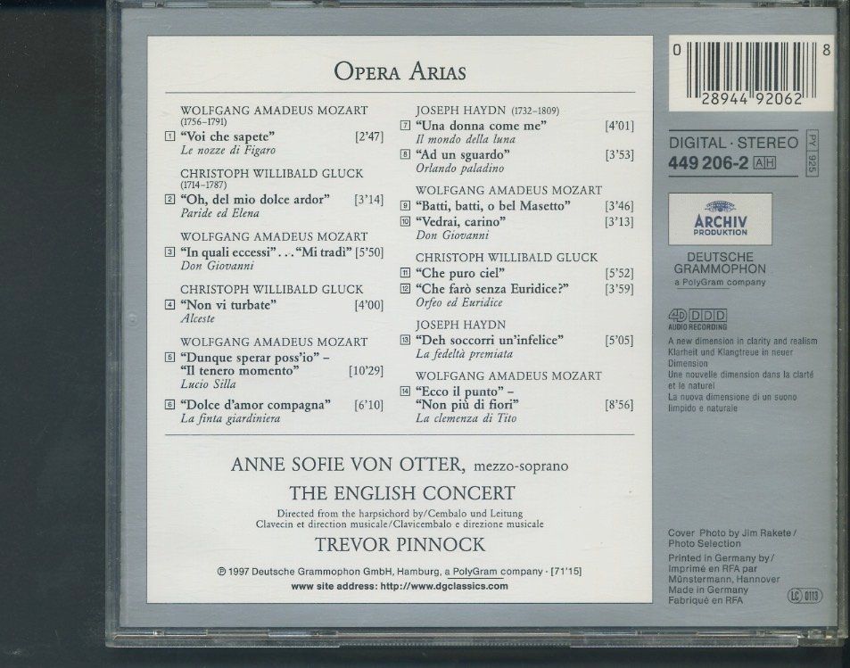 CD: Opera Arias - Anne Sofie von Otter – Usato da Delémont venduto da MaxPlan 1