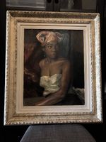Quadro ritratto donna David Burnand dipinto olio su tela