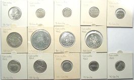 KANADA Sammlung 14 Silbermünzen 1906-1967 viele Toperhaltung