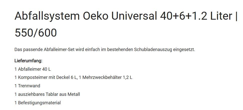 Cestini per rifiuti: 072 Peka Abfallsystem Oeko Universal 40+6+1.2 Liter | 55/60 – Nuovo (secondo la descrizione) da Derendingen venduto da Meisterstuecke 1