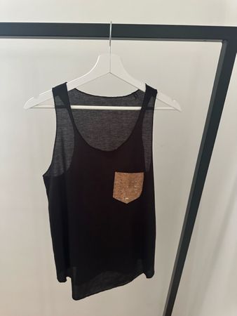 Portugiesisches Baumwoll-Top mit Korktasche, Gr. S, wie neu