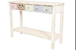 Weisses Sideboard Shabby Chic Look mit 5 Schubladen