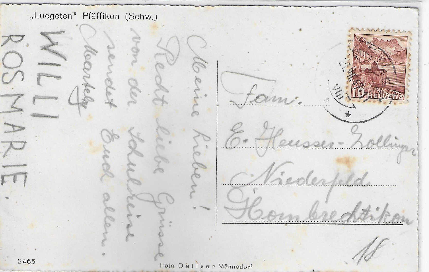 Cartoline postali: "Luegeten" Pfäffikon SZ – Usato da Ettingen venduto da Kartenplanet 1