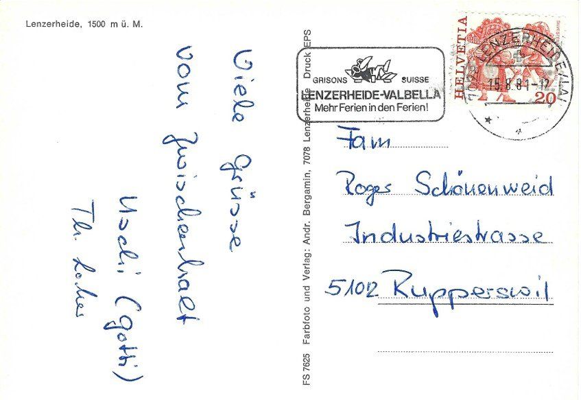 Ansichtskarten: AK Lenzerheide GR, gelaufen 1981 – Gebraucht aus Rheinfelden von wil_m7gh 1