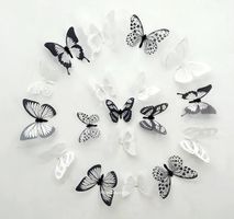 Set mit 18 schwarz/weißen 3D-Schmetterlingen