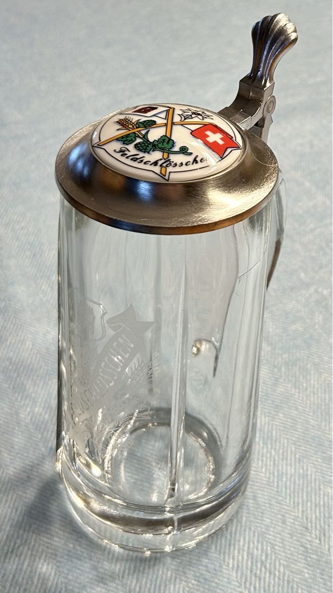 Feldschlösschen Gläser: Bierkrug mit Zinndeckel Feldschlösschen – Gebraucht aus Lengnau AG von Mefari 3