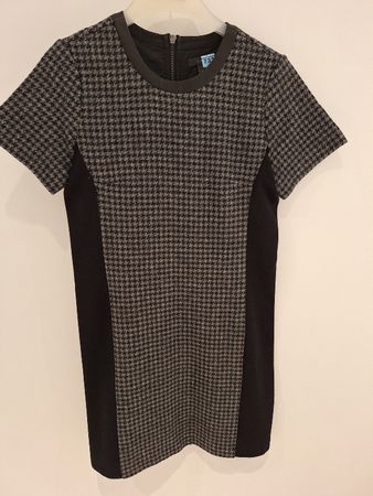 Dress with leather trim
