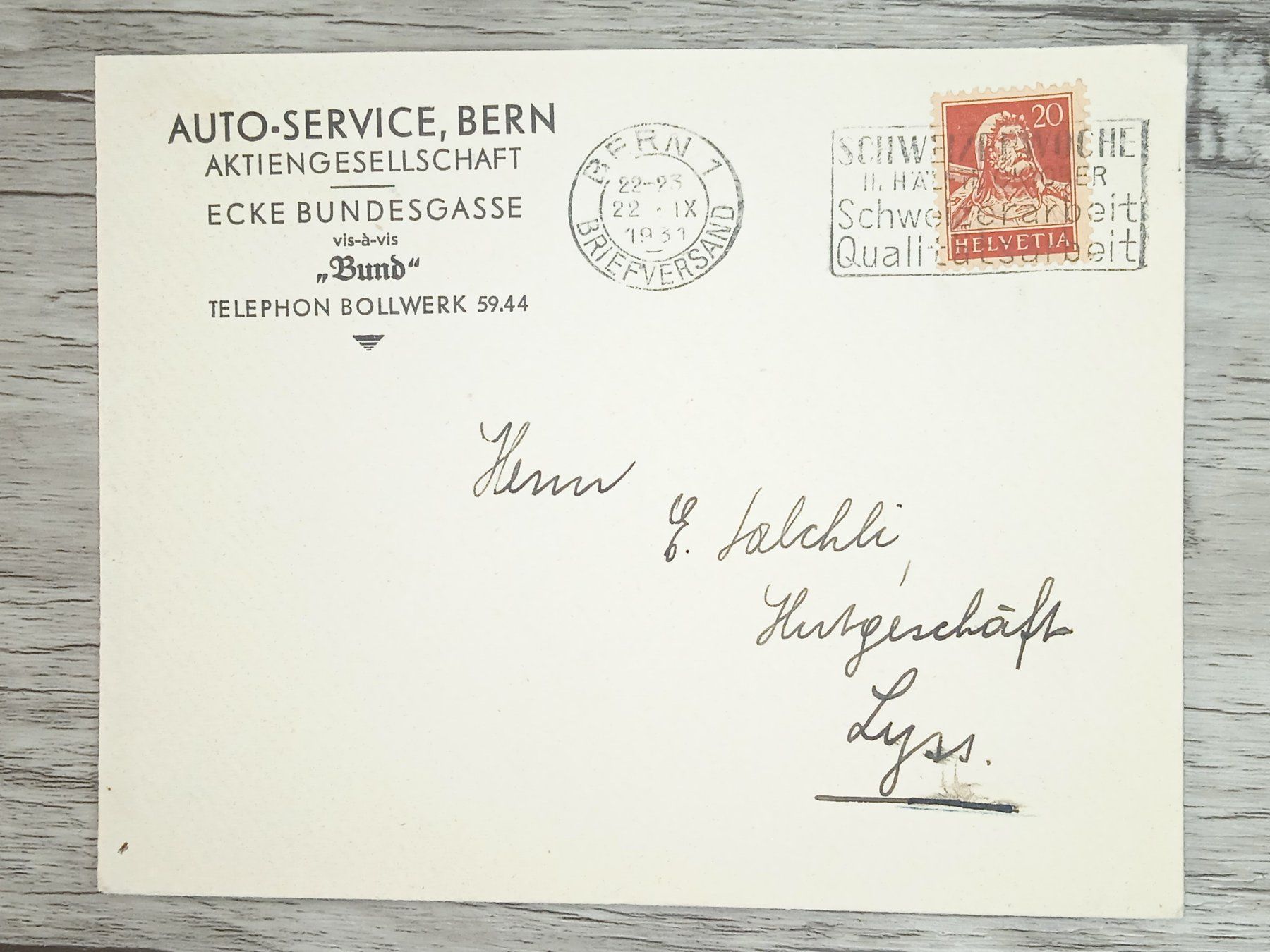 Tutti i francobolli: TR20 Enveloppe + Timbre Suisse 1931 – Usato da Cousset venduto da Patrick_Collections