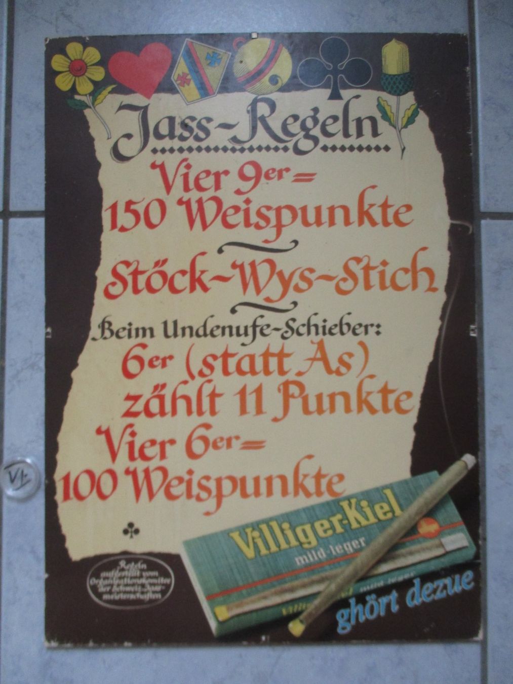 Poster & Bilder: Bild Jass Regeln, Villiger Stumpen – Gebraucht aus Birsfelden von alles-muss-raus